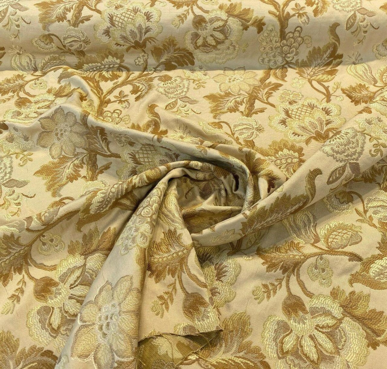 1 Yard Winfrey Birch Beige Jacquard Brocade Upholstery Fabric 56 Inches Wide